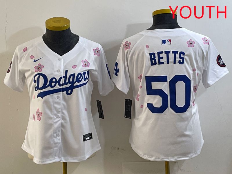 Youth Los Angeles Dodgers #50 Betts Sakura Edition 2025 Nike MLB Jersey style 9->youth mlb jersey->Youth Jersey